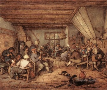 アドリアン ファン オスターデ Painting - 酒場で農民を祝う オランダ風俗画家 アドリアン・ファン・オスターデ